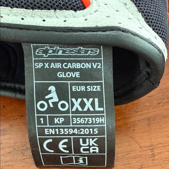 Alpinestars SP X Air Carbon V2 Gloves - Black, White, and Red - Picture 3 of 4
